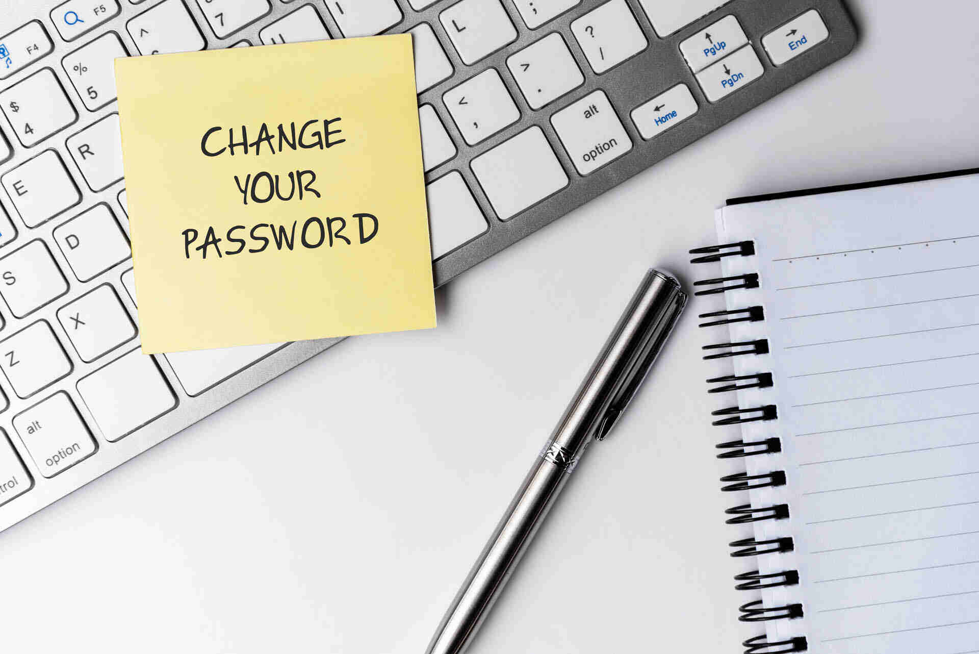 Post it note on keyboard saying to change your password